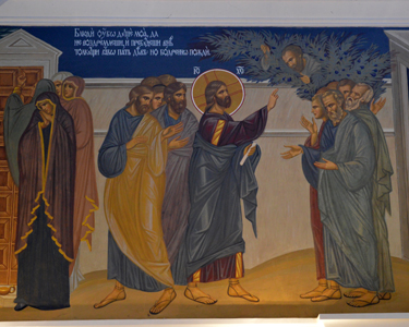 Фрагмент росписи в Свято-Никольском храме с.Макарово на Евангелие от Луки (гл.19 ст.1-10)