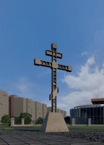 Поклонный крест на месте строительства храма в честь Новомучеников и Исповедников Российских
