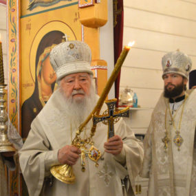 Божественная литургия в Храме блаженной Ксении Петербургской в деревне Дунино Одинцовского района.